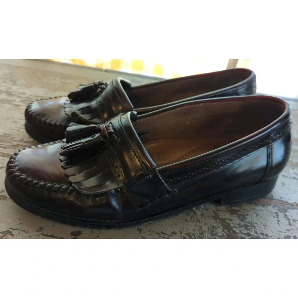 Bass & Co. Men's Vintage Weejuns Leather Dress Loafers Tassels Burgundy Size 9 D